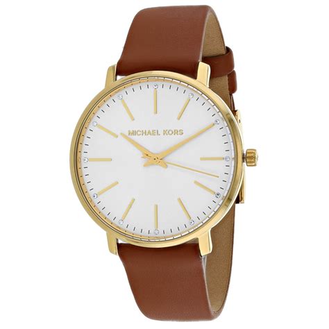 michael kors women's pyper brown leather strap watch 38mm|Michael Kors Women's Pyper Brown Logo Strap Watch 38mm.